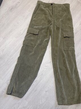 Olive Green Corduroy Cargo Pants